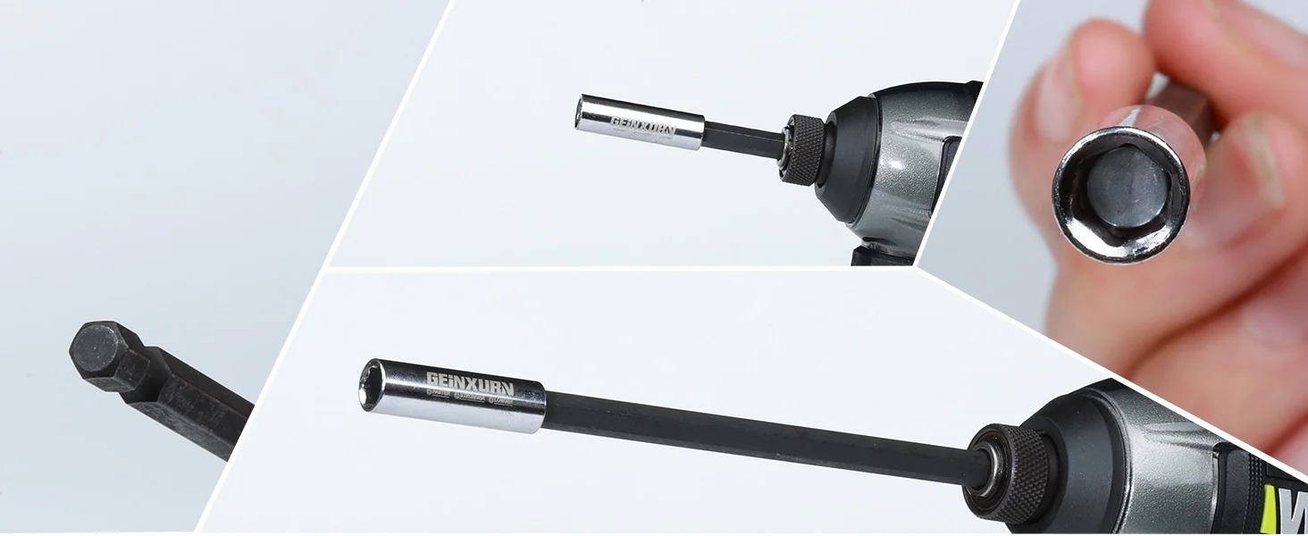 Geinxurn 2,5'' Schraubendreher-Bithalter, Cr-V-Verlängerungssockel, Bohrer, magnetischer Halter, Sechskantschaft, Schnellwechsel-Bohrerführung – Detail 3