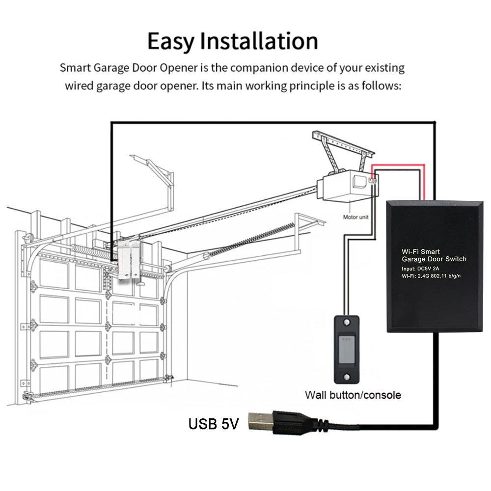 WiFi Smart Switch Garage Door Opener Controller Work With Alexa Echo Google Home SmartLife/Tuya APP Control No Hub Require