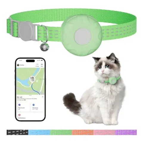 Cat Tracker, No Monthly Fee GPS Trackers for Cats, Pet Tracker Work with Apple Find My App iOS Only , Real-Time Location Tracki