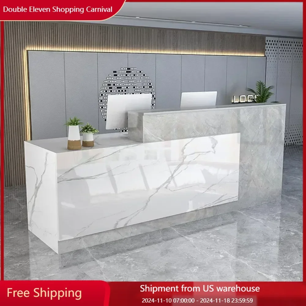 

Modern Reception Desk with Counter,Front Desk Reception Counter with Lockable Drawers,Wooden Business Reception Desk