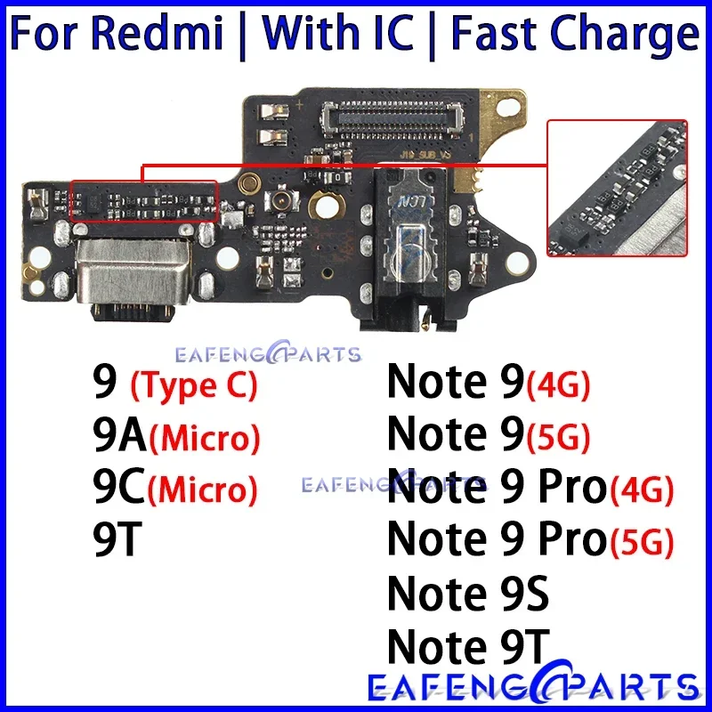 

Usb Dock Connector Charger Port for Xiaomi Redmi Note 9C 9T 9S 9 9A Pro 4G 5G Charging Board Module Ports