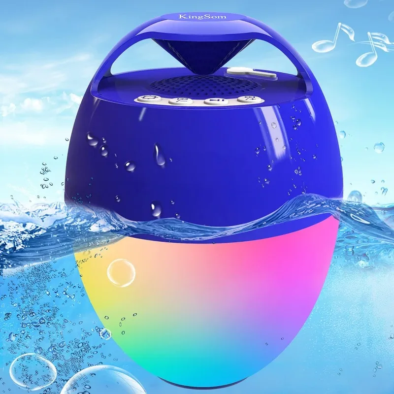 

Portable Bluetooth Pool Speaker,Hot Tub Speaker with Colorful Lights,IP68 Waterproof Floating Speaker,360° Surround Stereo Sound