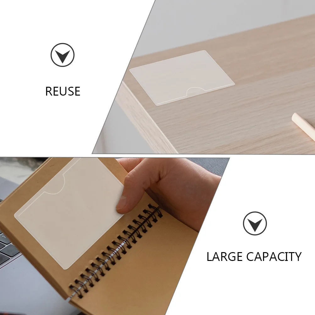 

12Pcs Self-Adhesive Transparent Card Pouches PVC Material Wall Notebook Journals Stickers Storage Adhesive Label Pockets