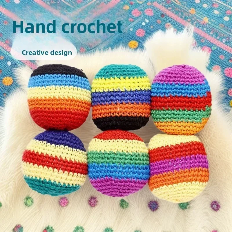 Ruziyoog 6/12/24PCS Hacky Sack, Handmade Crochet Footbag Juggling Balls for Adults Beginners Outdoor Party