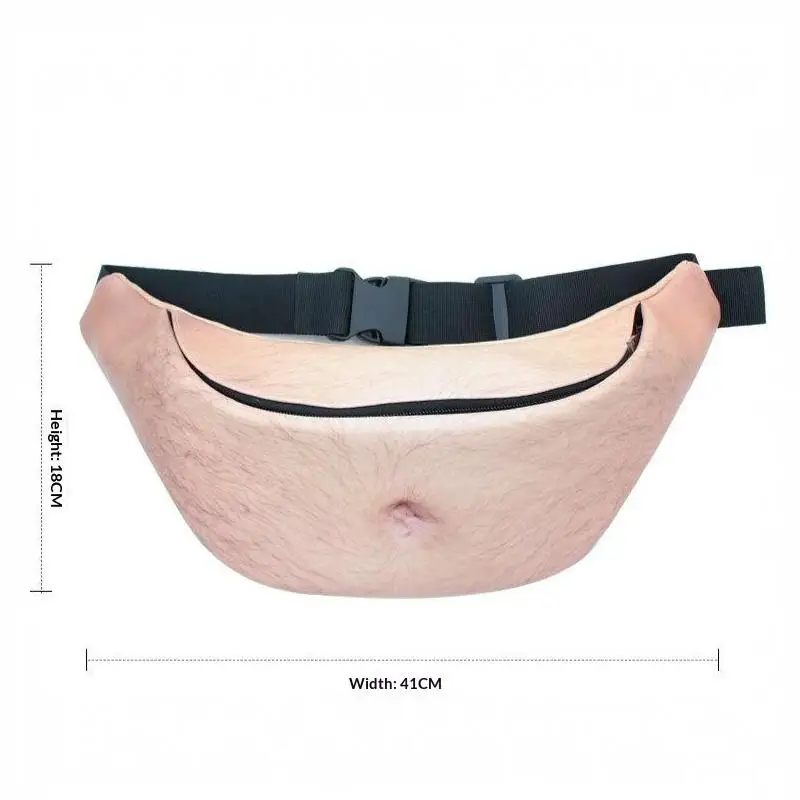 Neuartige Realistische Fake-Bauchtasche Lustige Halloween-Scherzartikel Hüfttasche Große Kapazität Umhängetasche Unisex Papa-Tasche Party-Geschenk – Detail 6