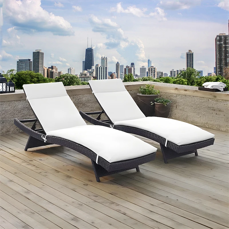 Outdoor recliner bed beach chair sun pool leisure outdoor outdoor villa waterproof rattan folding afternoon