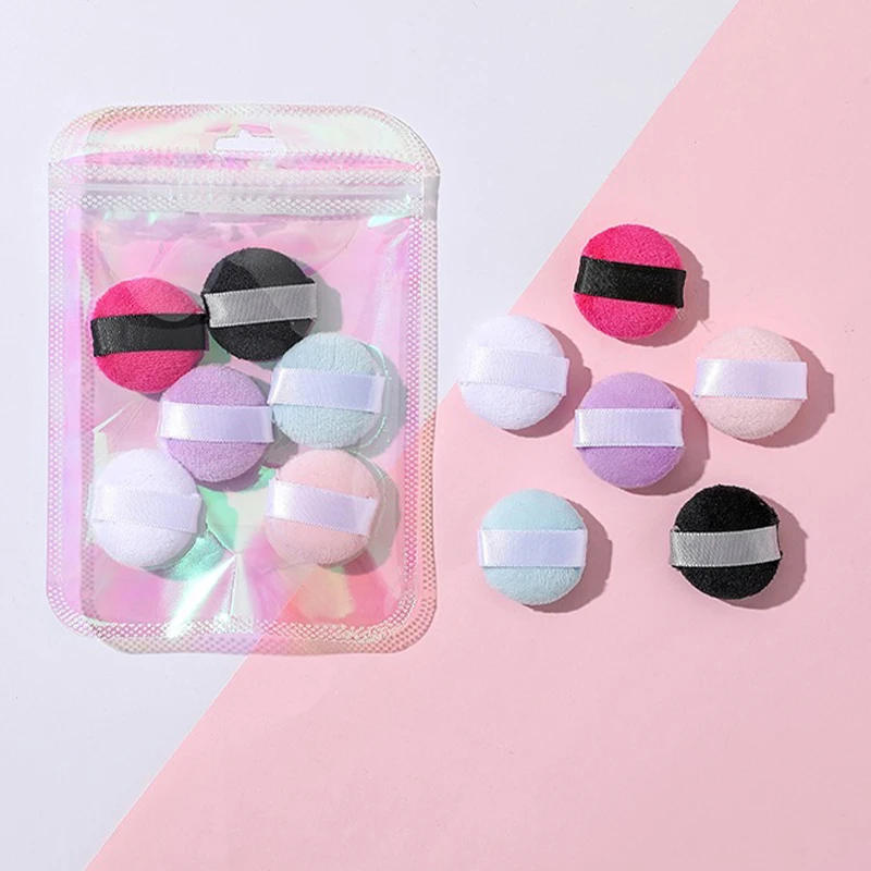 Mini esponja de terciopelo para dedos, detalle de maquillaje, esponja en polvo, corrector facial, mezcla cosmética, herramienta de maquillaje, colores aleatorios