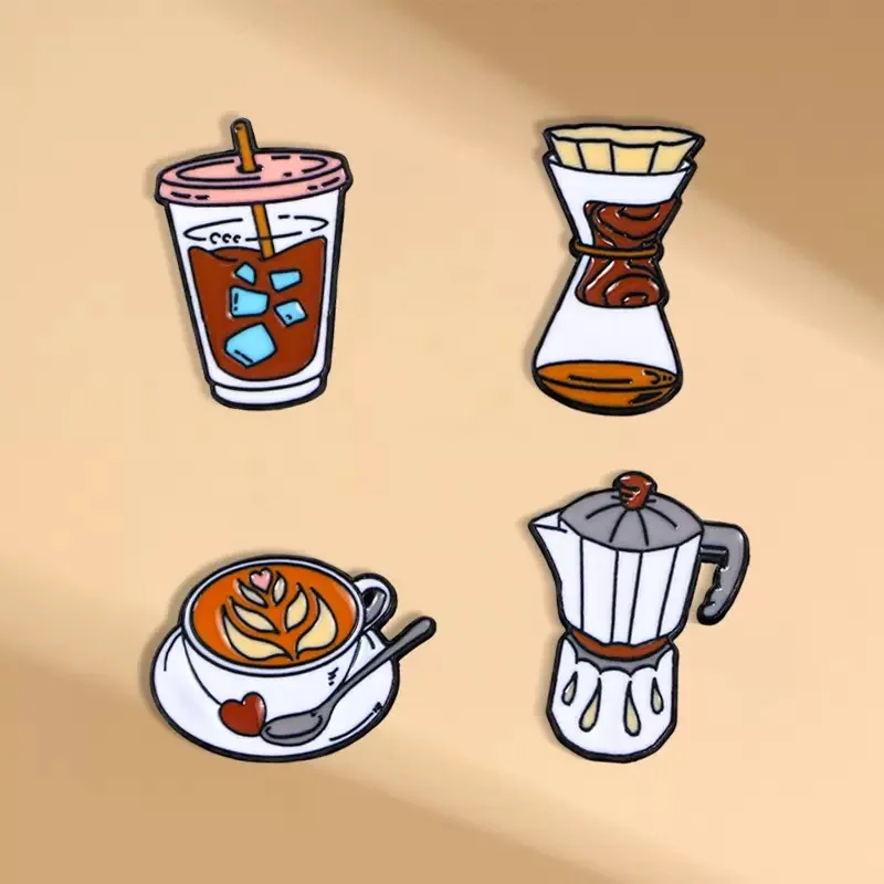 

Heye Retro Cartoon Handmade Coffee Cup Coffee Machine Brooch Clothing Hat Bag Accessories Badge Pin Patch Gift