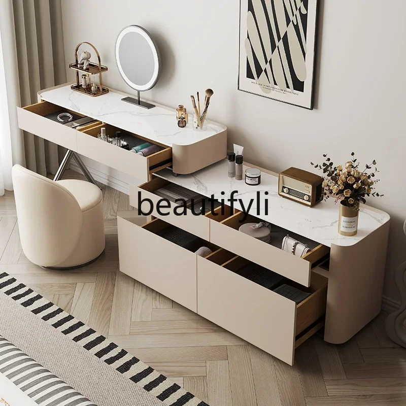 

A26 Light luxury wood grain dresser storage cabinet integrated bedroom solid wood makeup table small apartment a16