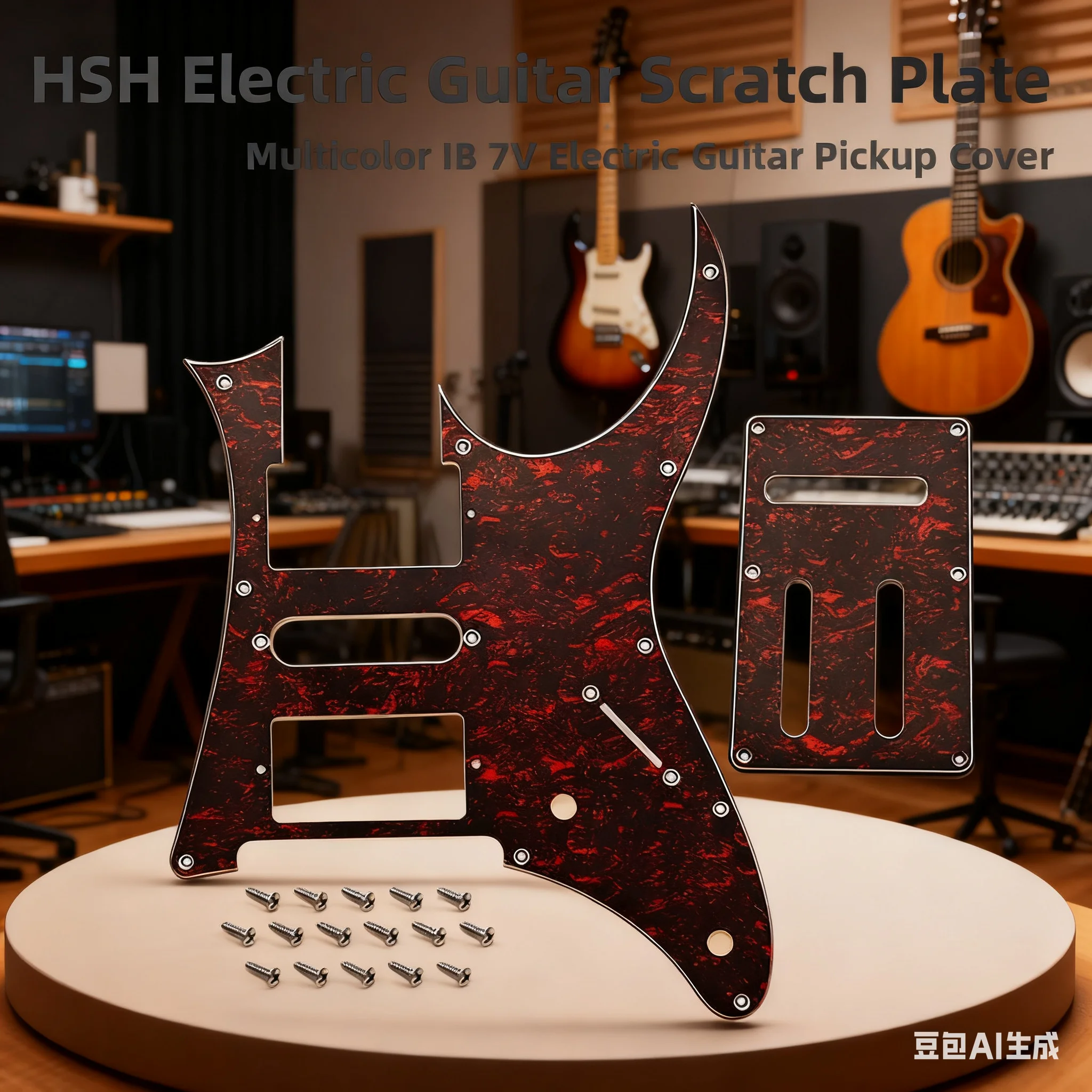 1pc captador de guitarra guarda 3 camada 10 furos para ibanez ib 7v guitarra elétrica pickguard placa anti-risco substituir acessórios