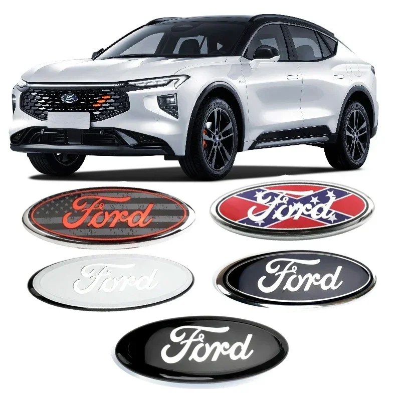 17.5x7.4CM Metal Car Front Emblem Rear Trunk Badge for Ford Fusion Focus Fiesta Kuga Edge Mondeo Transit Ecosport Decoration