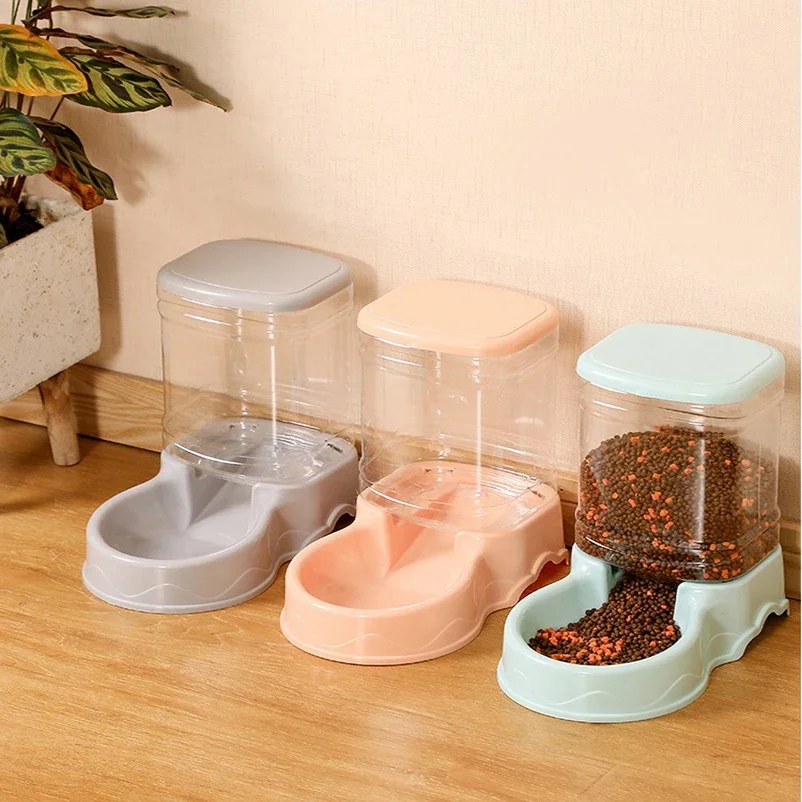 

자동 애완 동물 피더, 고양이 마시는 그릇, 대용량 개 그릇, 3.8L 조합 식품 보관 버킷, 애완 동물