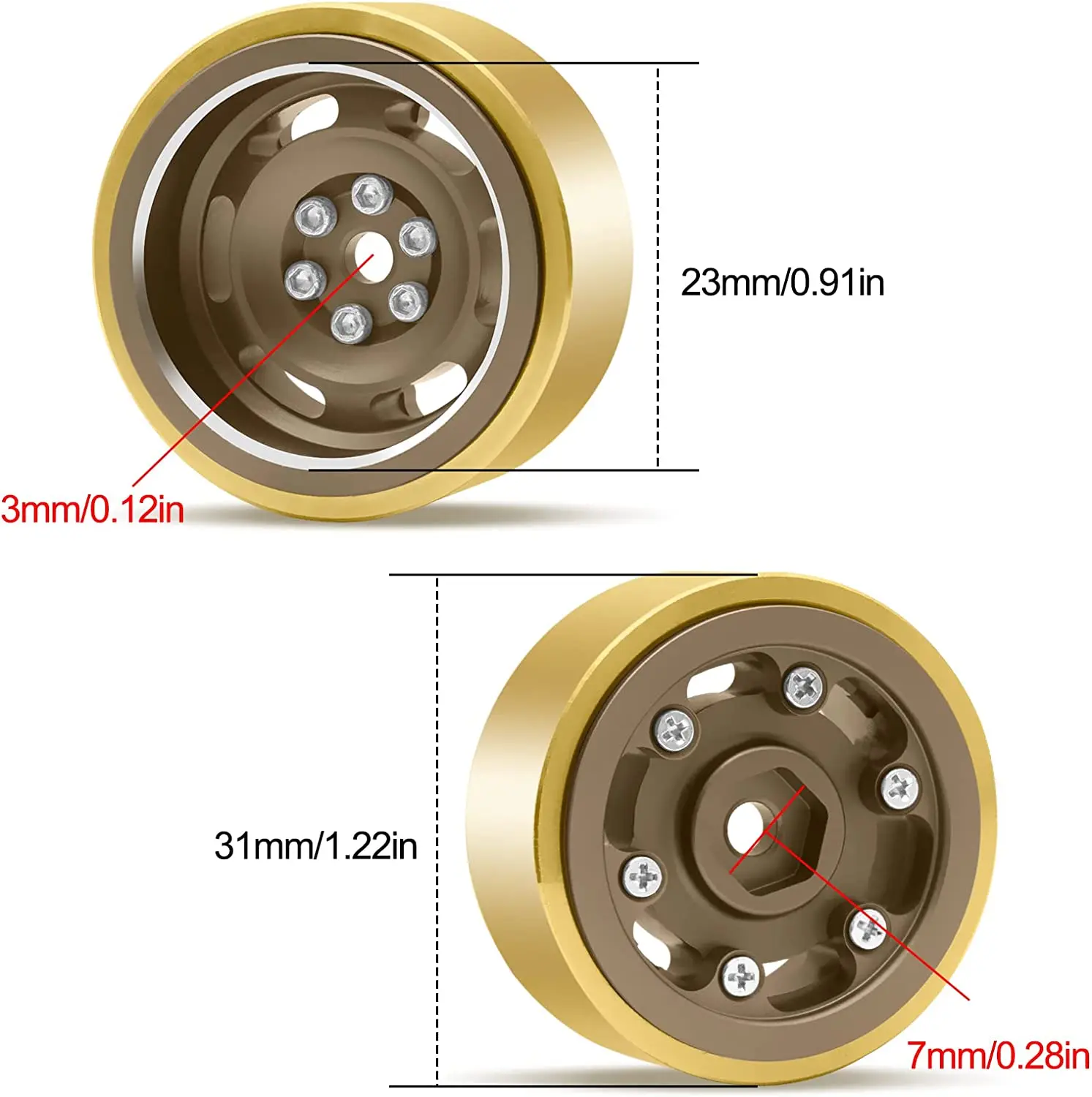 Koła OGRC 1.0 Beadlock 3mm głębokie wygięcie ciężki felgi gąsienicowy TRX4M SCX24 osiowy AX24 FMS FCX24 1/18 1/24 RC części zamienne