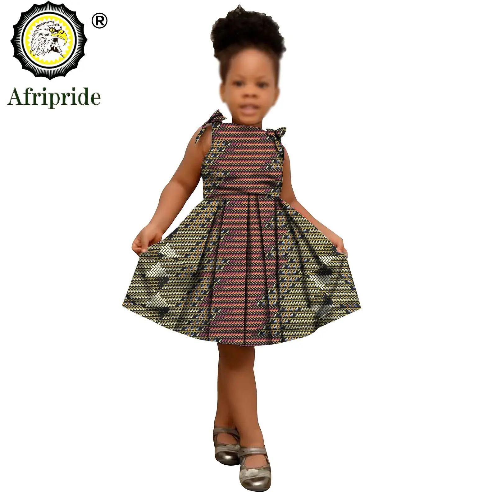 2025 African Children Clothing Kids Dashiki Ankara Print Dresses Sleeveless Lovely Mini Dress for Girl AFRIPRIDE S1940005