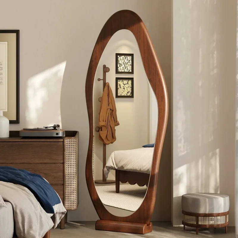 Full body mirror ins, bedroom floor to ceiling mirror, household wall mounted vertical solid wood mirror, dressing mirror