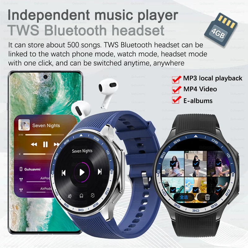 2024 neu für Huawei iOS Uhr x High-End-Business Smartwatch 4g großes Speicher album Smartwatch Männer Saphir Bildschirm Video-Player