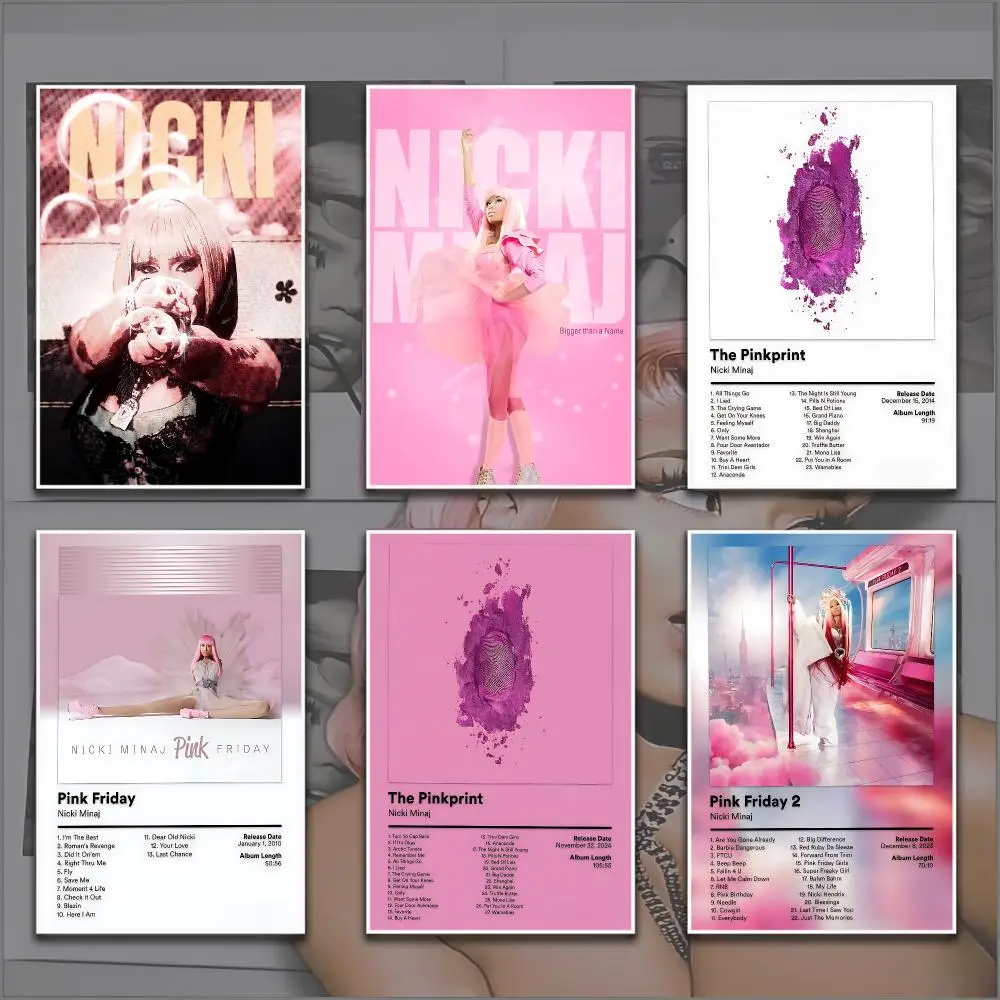 N-Nicki Minaj Singer Album Painting Calligraphy Canvas Poster Hallway Bedroom Living Room Home Bar Decoration Interior Wall
