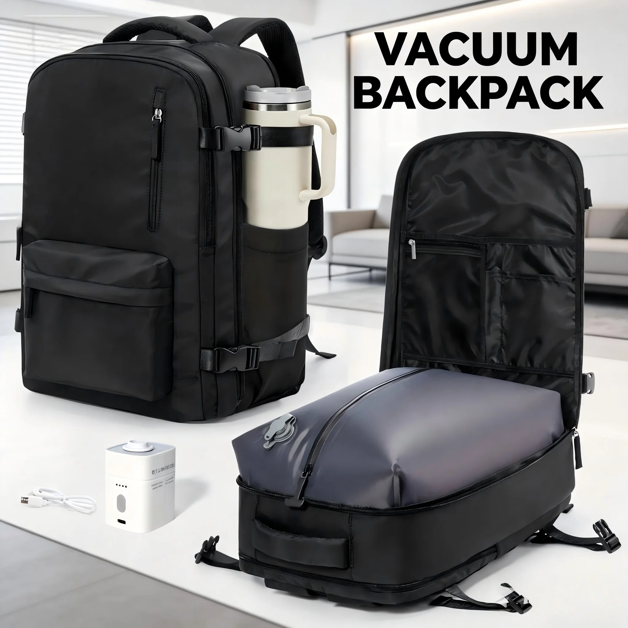 Vacuum Travel Backpack, Easyjet Cabin Bag 45x36x20, Hand Luggage Bag Laptop Women Men Backpack School Bag, Vacuum Storage Bags