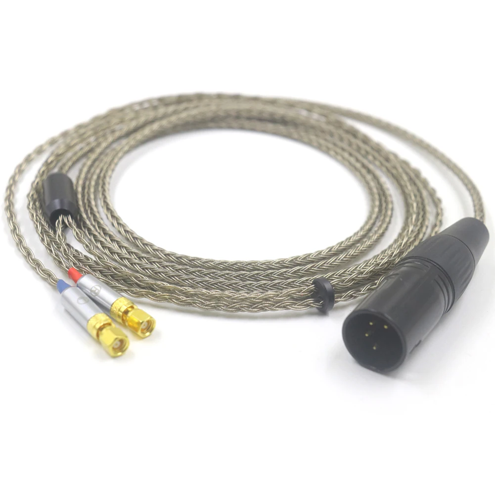 Haldane Gun-Grey 16Cores Silver Plated Graphene Headphone Upgrade Replace Cable for (Screw) Hifiman HE6 HE5 HE400 HE500 HE600