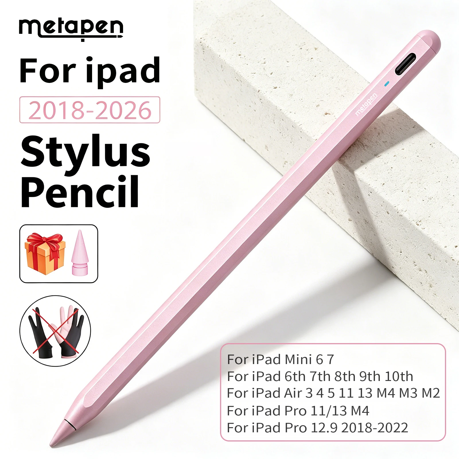 

Metapen A8 iPad Pencil for Apple Pencil 2018-2026, 4Min Fast Charge, Auto sleep and Palm Rejection for iPad11/10, Air4/5,Mini5/6