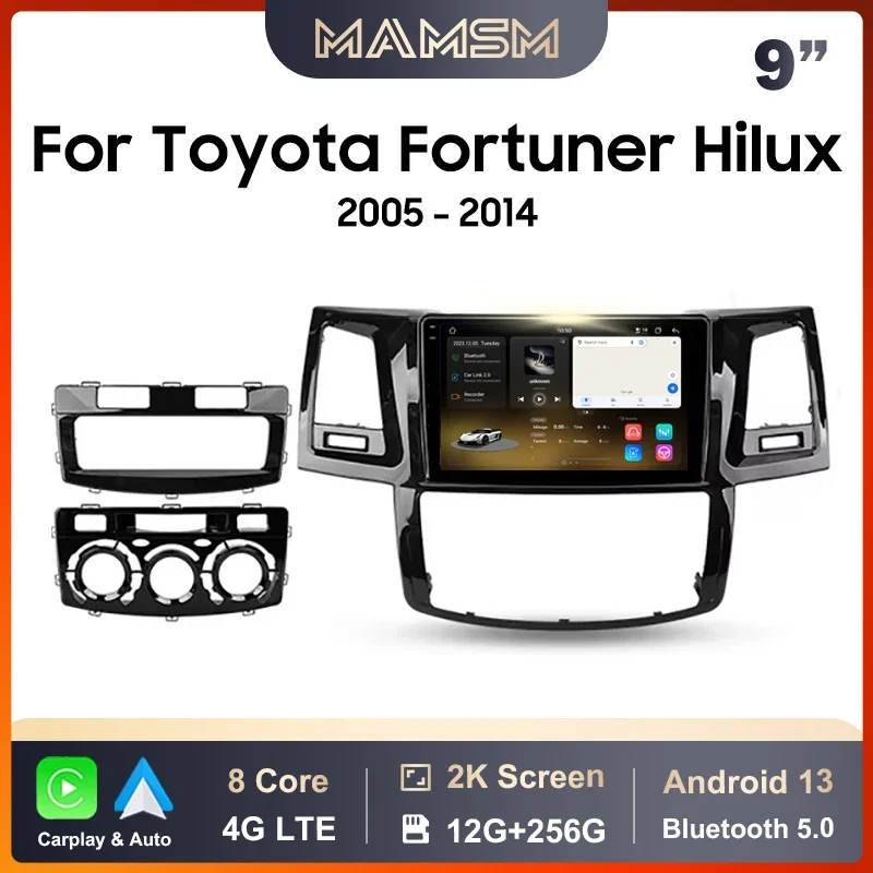 MAMSM Car Radio For Toyota Fortuner Hilux MT 2007 -2015 Android 13 Multimedia Video Player 4G Carplay Auto Head Unit intelligent