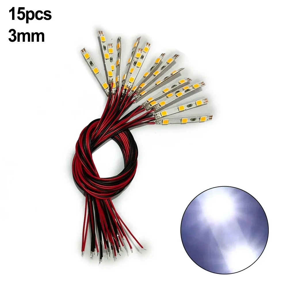 15pcs Pre-Wired White Strip LED Light Self-Adhesive Flexible for Houses Building Ornament Railway Building Layout