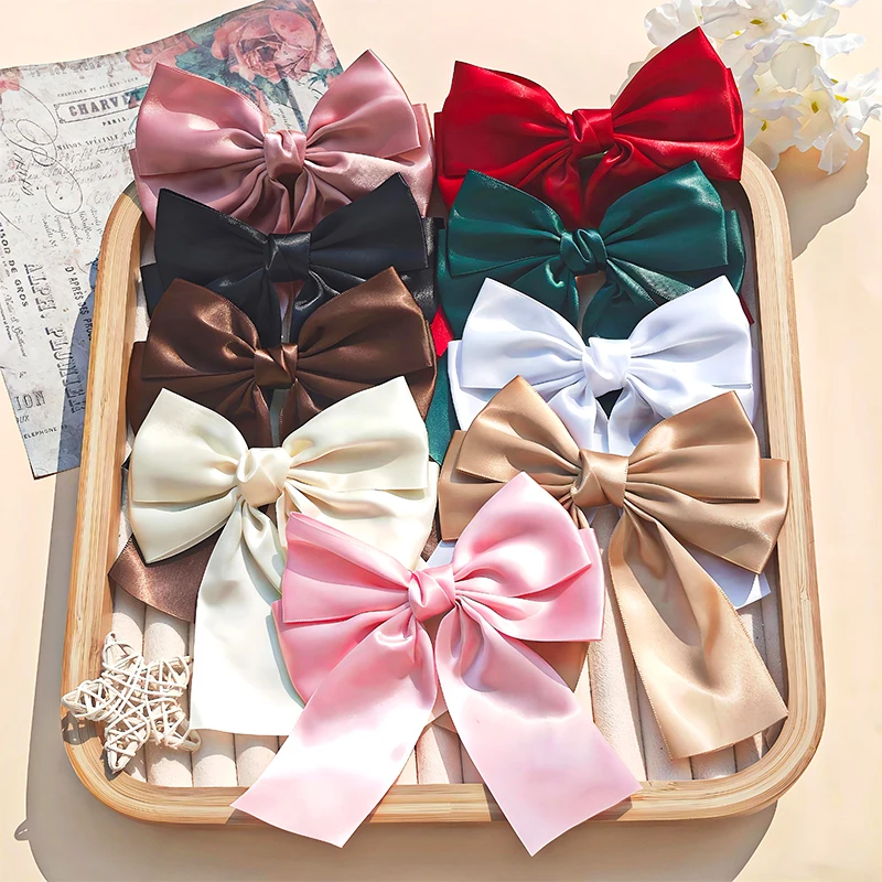

4/6/9pcs/set women's hair clips & bows, sweet & elegant hair accessories. Ideal for afternoon tea, vacation & travel. Solid colo