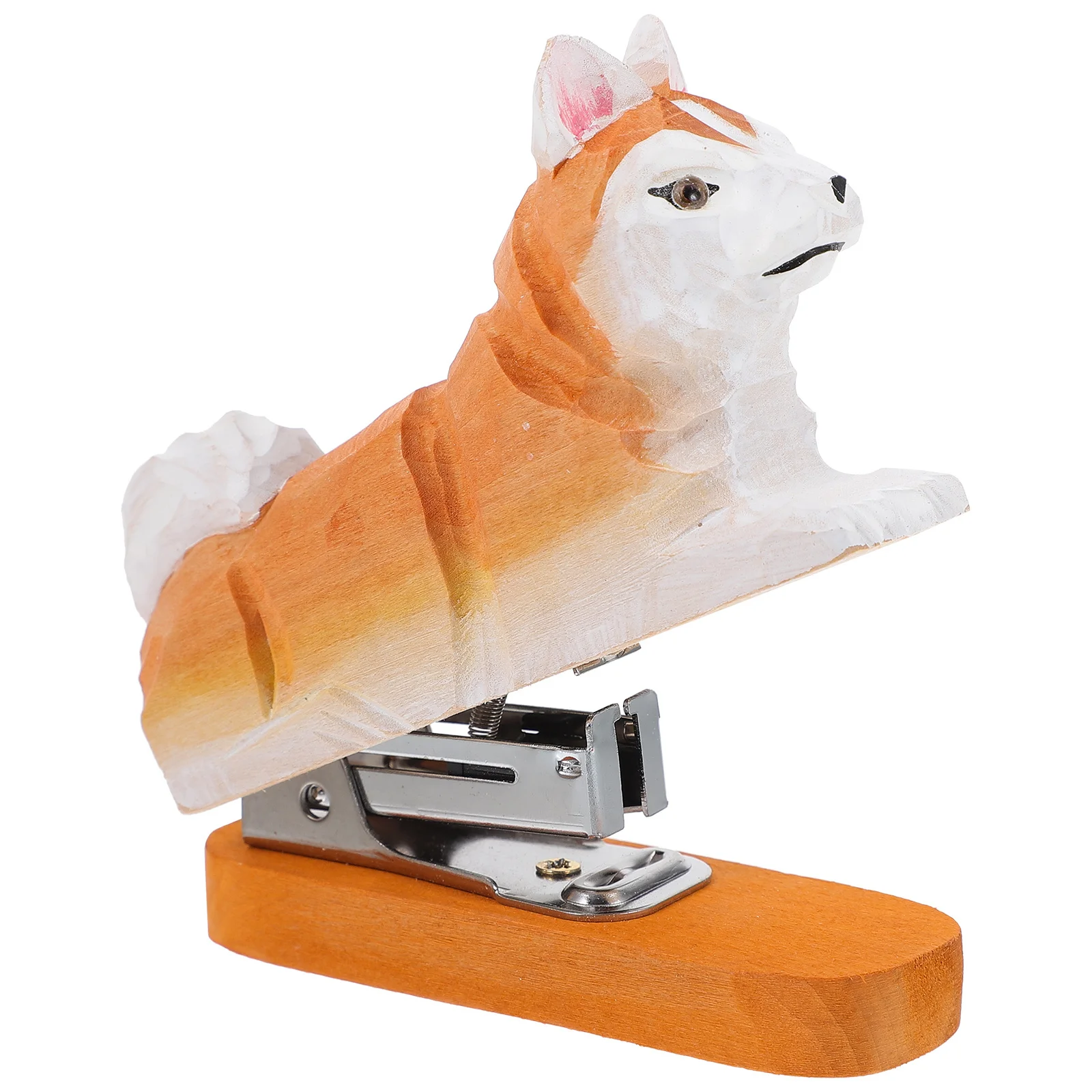 

Cute Shaped Wooden Reusable Paper For Office School Home Mini Booklet Stapler Wood Animal Ornament Cartoon Office File Stapler