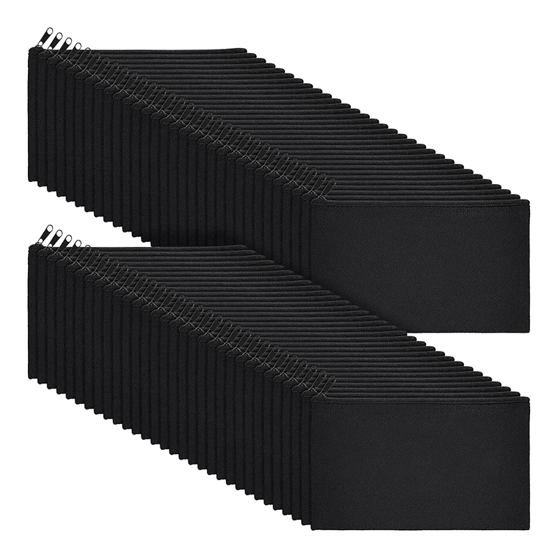 

Набор мешочек для карандашей, 80 упаковок с застежкой-молнией, черная пустая холщовая косметичка для рукоделия, 80 упаковок с застежкой-молнией, черный