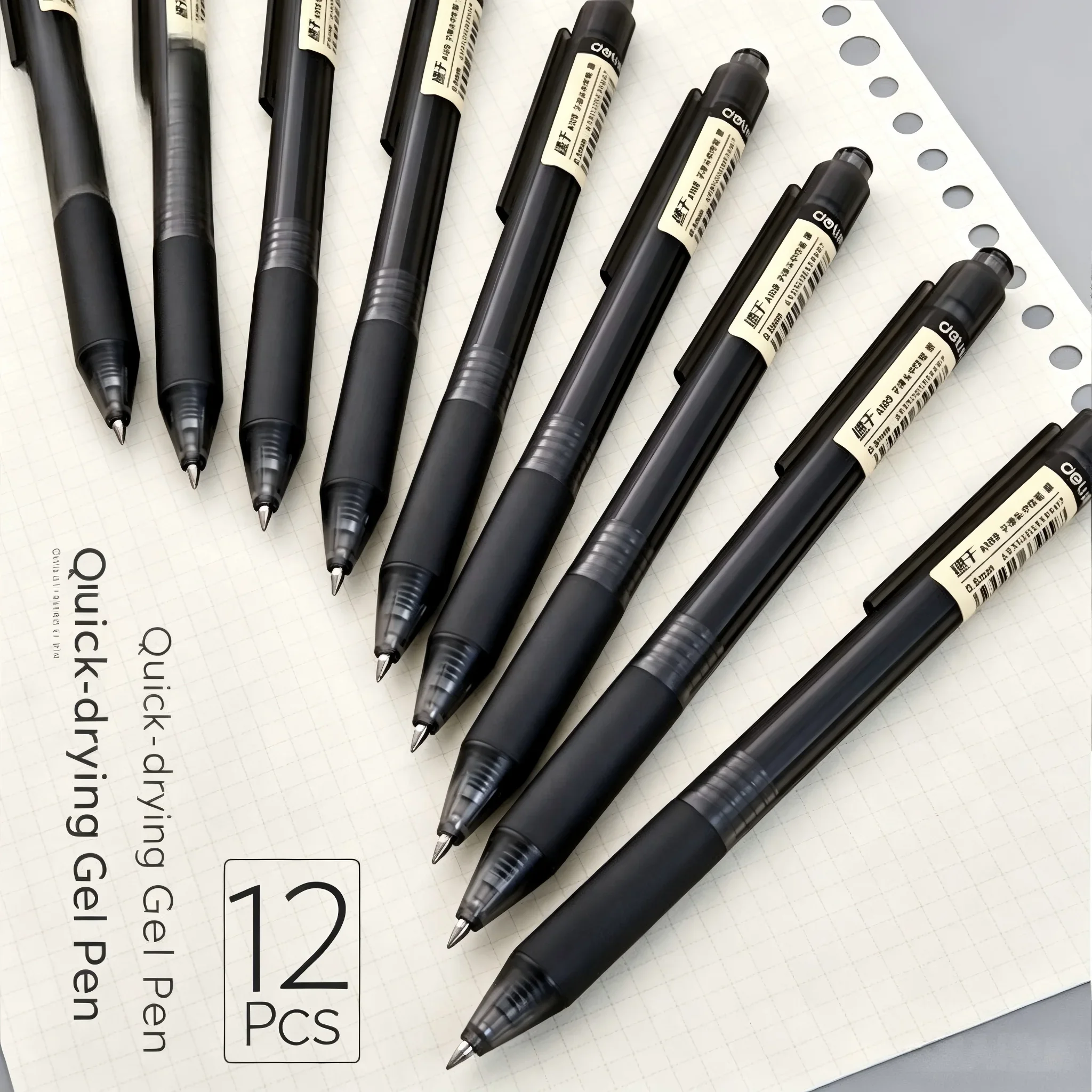 Deli A109 Quick‑Dry 0.5mm Retractable Black Gel Pen Smooth Writing Water‑Based Sign Pen for Student Exam Office Supplies