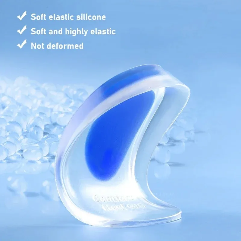 1 Paar Silikon-Gel-Ferseneinlagen für Plantarfasziitis, Fersensporn, U-förmige Schmerzlinderung, schützende Einlagen, weiche Polster für Männer und Frauen – Detail 5