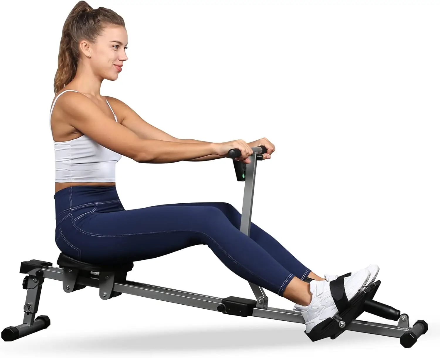 

Rowing Machine Rower Ergometer, with 12 Levels of Adjustable Resistance, Digital Monitor and 260 lbs of Maximum Load Black