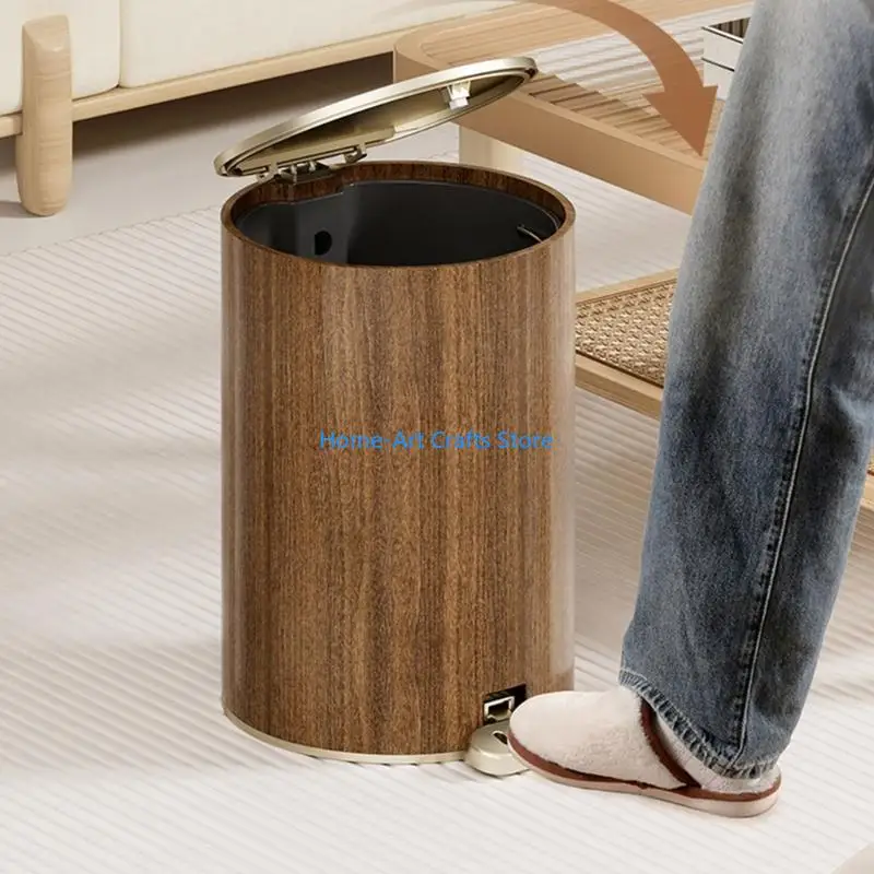 

Y3na элегантный деревянный мусор с изящным мусорным базой с большим мусорным баком с крышкой для дома или в офисе. 9L/12L