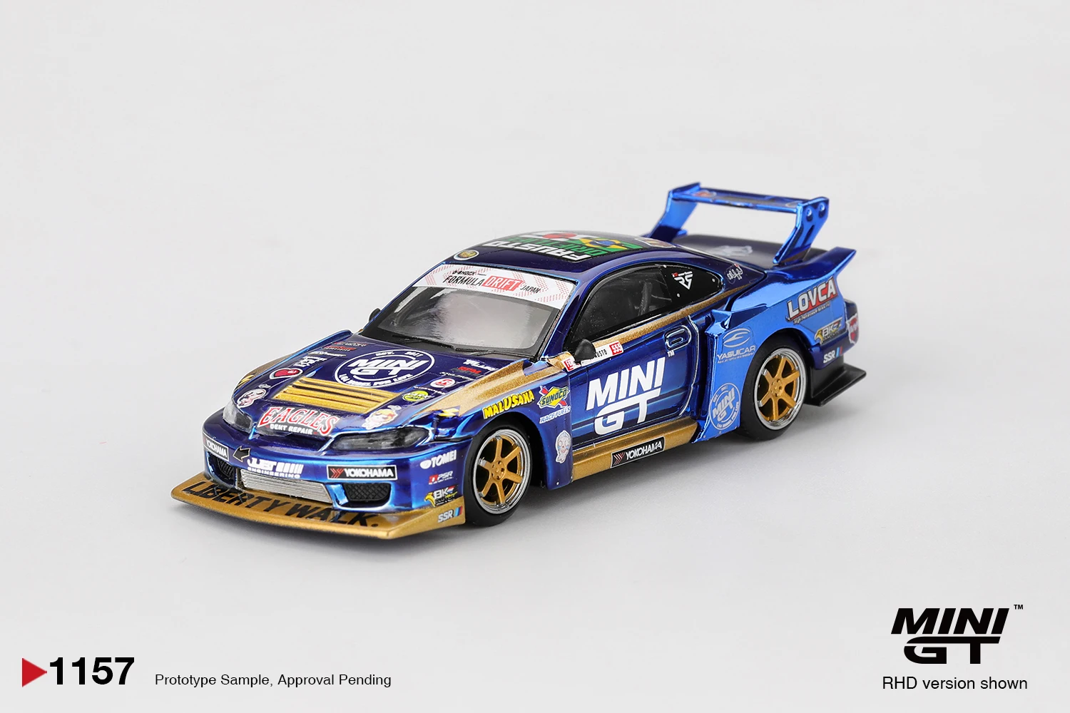 

MINIGT 1/64 Nissan LB-Super Silhouette S15 SILVIA MGT01157-CH Металлическая модель автомобиля из сплава, игрушка для мальчиков
