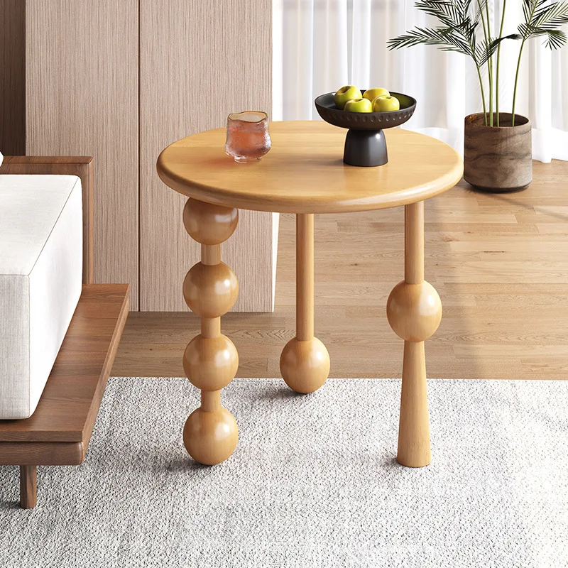 Nordic Solid Rubberwood Coffe Tables Gourd Shaped Legs Sofa Side Table Retro Luxury Living Room Tea Table Table Basse Salon