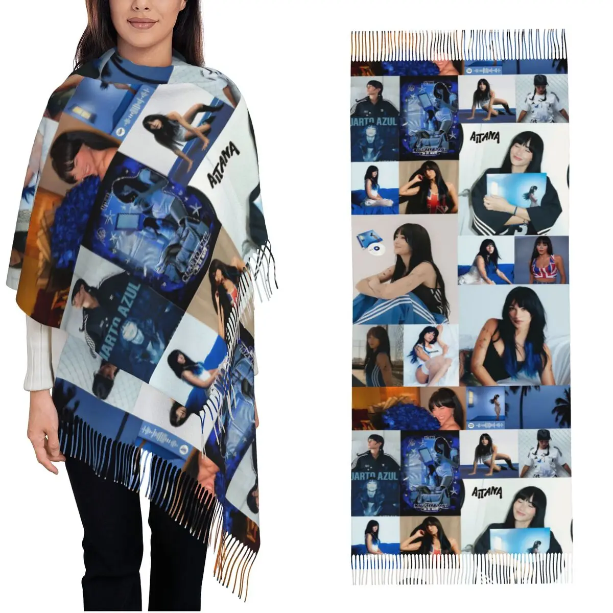 

Singer Aitanaed Cuarto Azul Tour Scarf for Womens Warm Winter Pashmina Shawl Wrap Large Shawl Scarf Lightweight