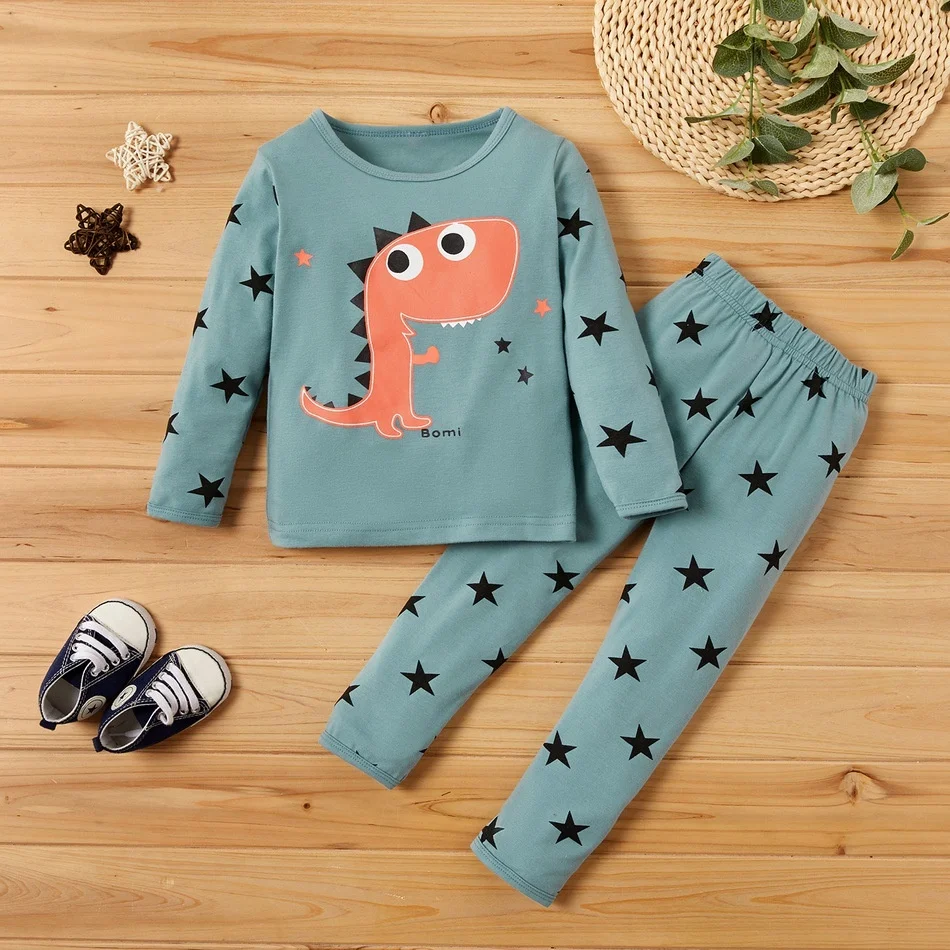 1-6 years old kids clothes  winter new boys and girls' pajamas Casual clothes suit  trend Lovely dinosaur children's sets