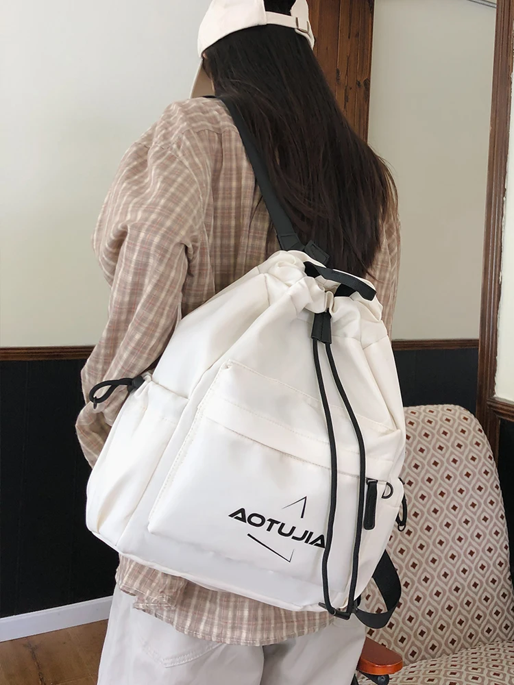 Large Capacity Drawstring Backpack Sports Fitness Training Bag Multifunctional Travel Backpack Lightweight Hiking Schoolbag