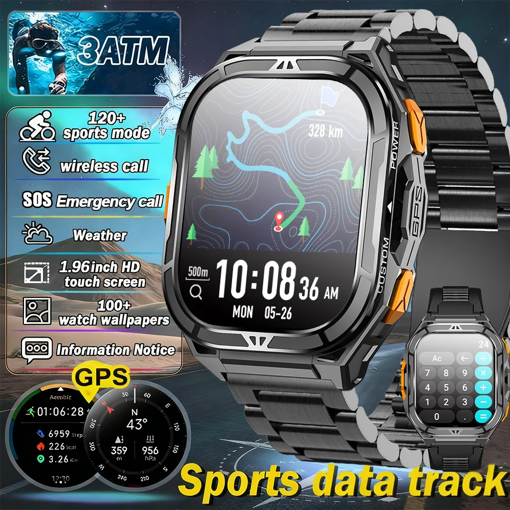

New from DAORKOW 2025 Smartwatch Heart rate oxygen blood Bluetooth call voice assistant GPS positioning compass outdoor sports