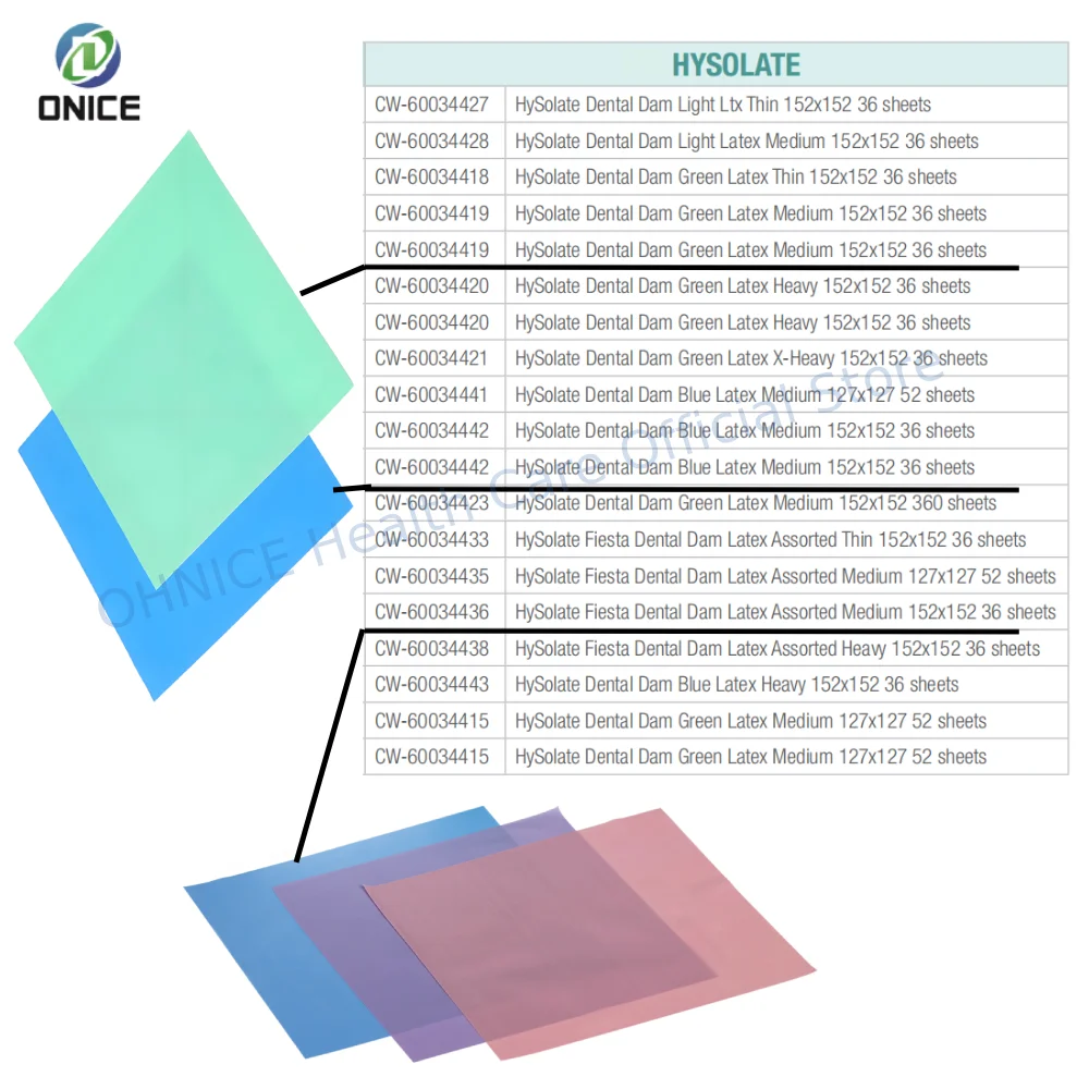 

Зубная плотина COLTENE HYGENIC HySolate, 36 шт./кор., 6 x 6 дюймов, ультраэластичный латекс из натурального каучука, стерильная упаковка для заправки