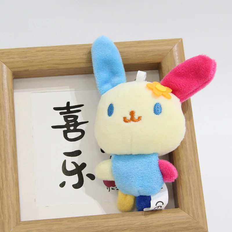 Porte-clés en peluche lapin fleur, Style japonais Kawaii, pendentif lapin coloré, décoration, sac à dos mignon, ornement suspendu, cadeau pour filles