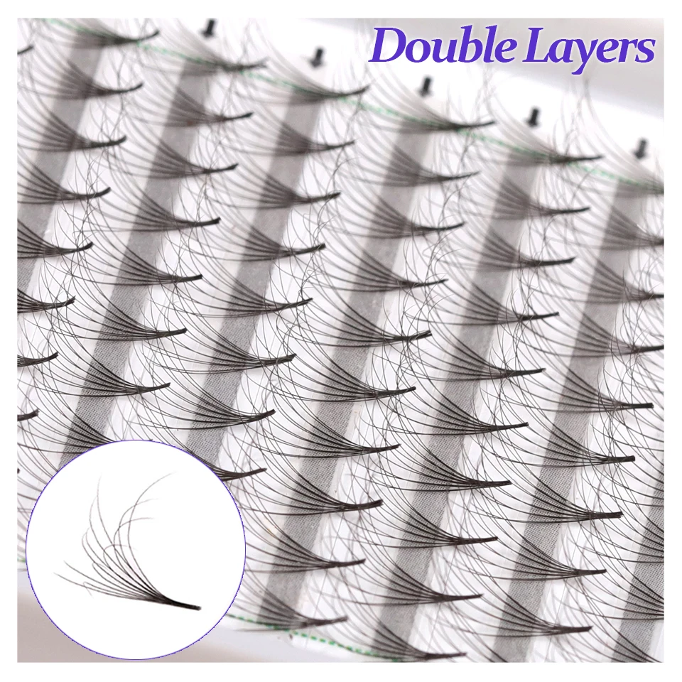 Double Layers Pointy Base Premade Volume Fans Lashes Pointy Base Mega Volume Fans Eyelash Fluffy Lash Narrow Stem Makeup Cilios