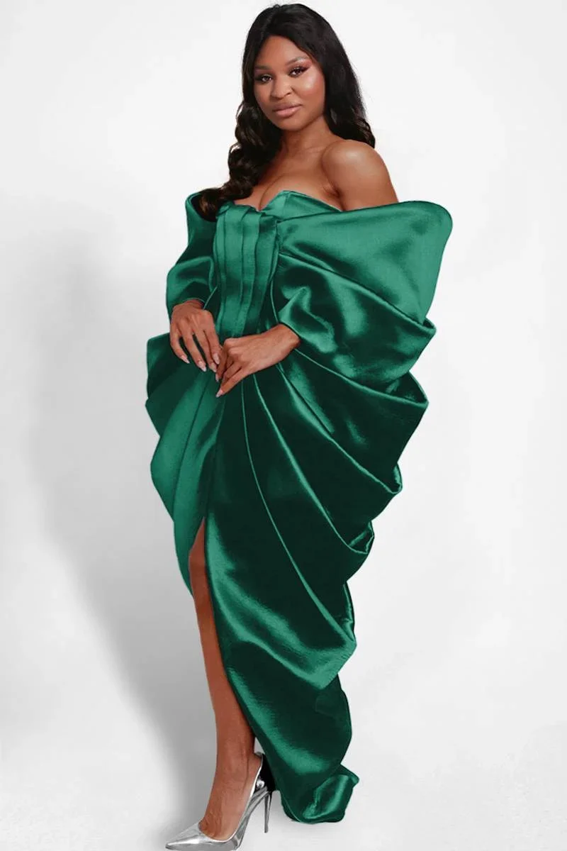 Fashion Ruched Evening Gowns Afrian Women Plus Size Prom Dresses Sexy Off The Shoulder Front Split Formal Party Dress Robe 2024