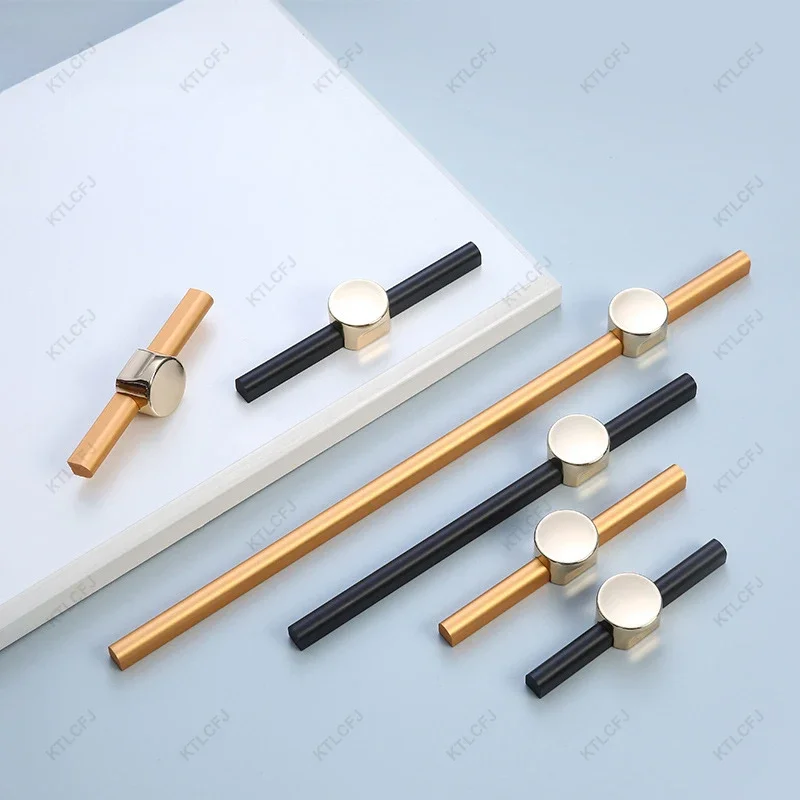 Nordic Cabinet Door Handles Modern Minimalist Gold Black Wardrobe Door Handles Drawer Aluminum Handles Furniture Accessories