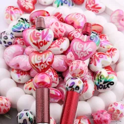 3/12pcs Acrylic Colored Plated Valentine's Day Themed Beads for Bracelet, Necklace, Keychain, Phone Strap,Nice Gift To Friends