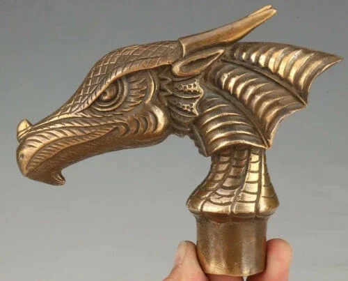 RETRO BRONZE DINOSAUR DRAGON CANE WALKING STICK HEAD HANDLE ACCESSORIES