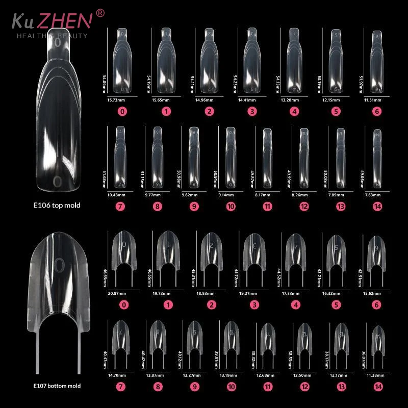 30pcs Nail Clear Rocket Shape Sandwich Dual Nail Forms Reusable Full Cover Dual Nail Molds Top & Bottom Quickly Extend Nails
