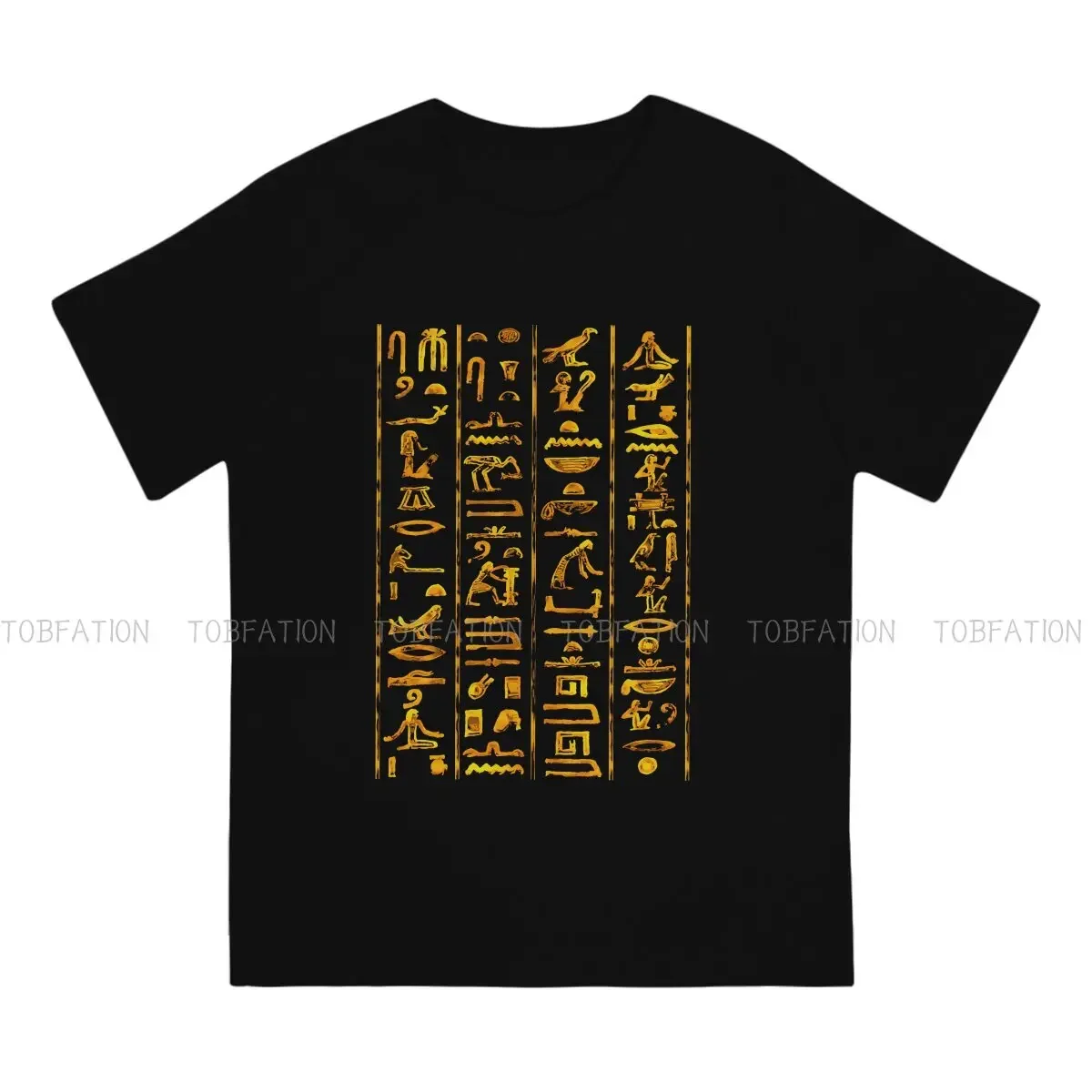 Hieroglyphs Gold on Black Special TShirt Ancient Egypt Top Quality Creative Gift Idea  T Shirt Short Sleeve Ofertas