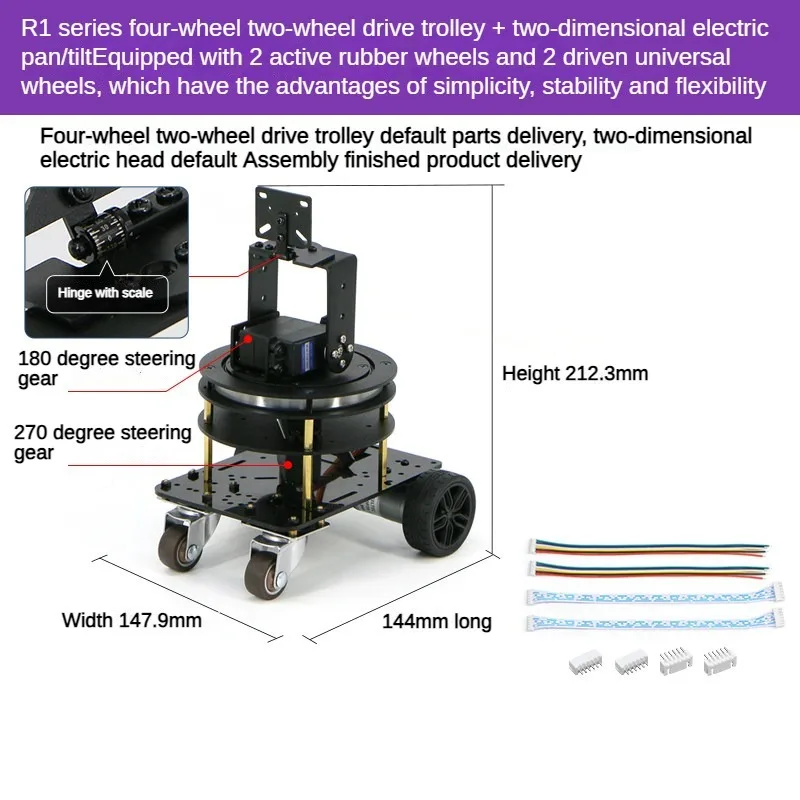 4WD Car Chassis with 2 Dof Rotating Gimbal Encoder Motor Robotic Car For Arduino Raspberry Pi STM32 Programmable Robot DIY Kit