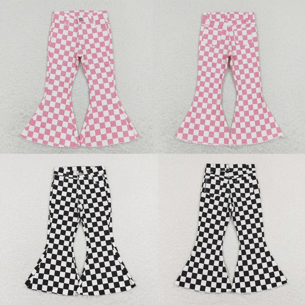 

wholesale hot sale children's clothing western bourique trousers for baby girls clothes Valentine's Day Love Plaid Jeans